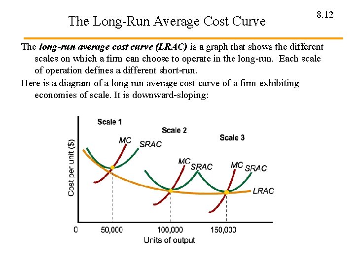 The Long-Run Average Cost Curve 8. 12 The long-run average cost curve (LRAC) is