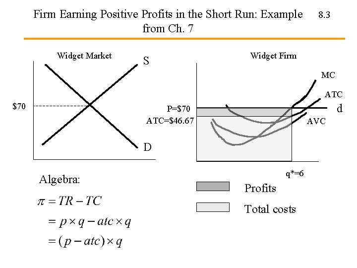 Firm Earning Positive Profits in the Short Run: Example from Ch. 7 Widget Market