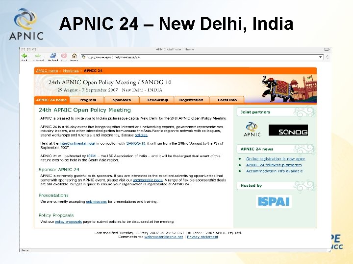 APNIC 24 – New Delhi, India 