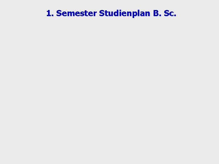 1. Semester Studienplan B. Sc. 