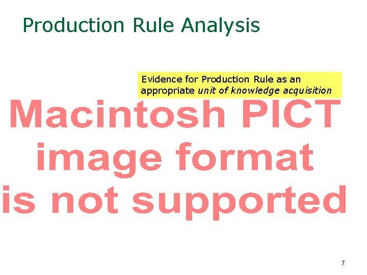 Production Rule Analysis Evidence for Production Rule as an appropriate unit of knowledge acquisition