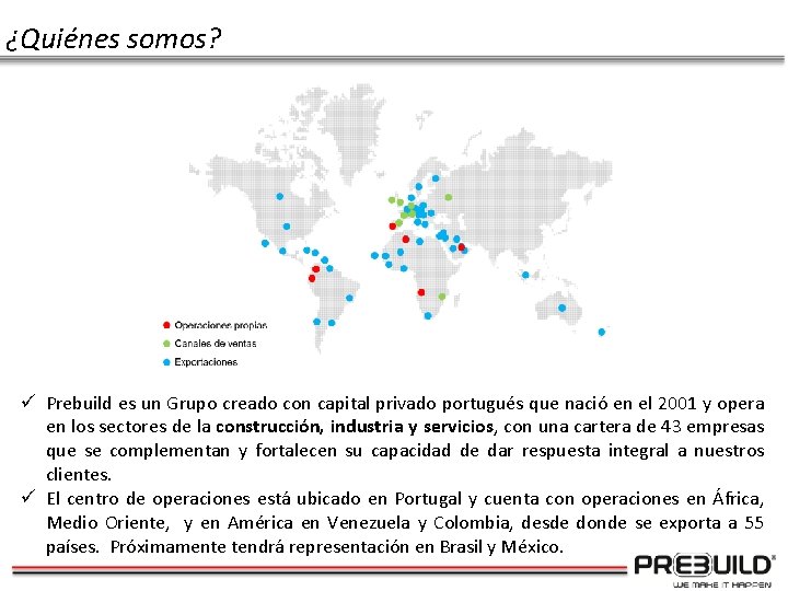 ¿Quiénes somos? ü Prebuild es un Grupo creado con capital privado portugués que nació