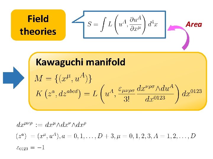 Field theories Kawaguchi manifold Area Field theories Kawaguchi manifold Area