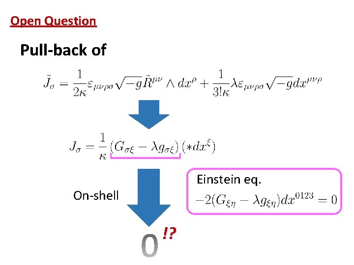 Open Question Pull-back of Einstein eq. On-shell !? Open Question Pull-back of Einstein eq. On-shell !?