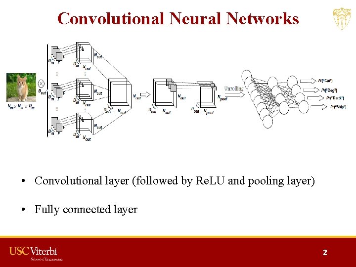 Convolutional Neural Networks • Convolutional layer (followed by Re. LU and pooling layer) •