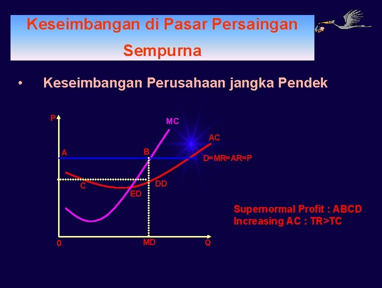 PERMINTAAN Keseimbangan di Pasar Persaingan Sempurna • Keseimbangan Perusahaan jangka Pendek P MC AC PERMINTAAN Keseimbangan di Pasar Persaingan Sempurna • Keseimbangan Perusahaan jangka Pendek P MC AC