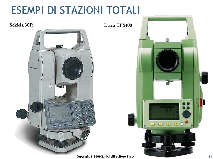 ESEMPI DI STAZIONI TOTALI Sokkia 30 R Leica TPS 400 Copyright © 2009 Zanichelli