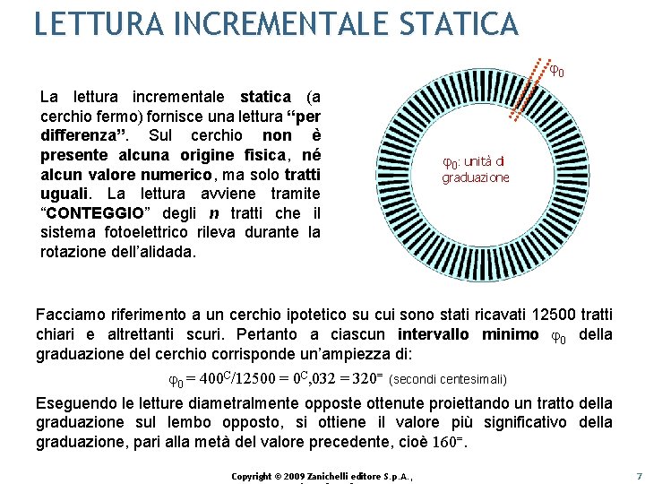 LETTURA INCREMENTALE STATICA 0 La lettura incrementale statica (a cerchio fermo) fornisce una lettura