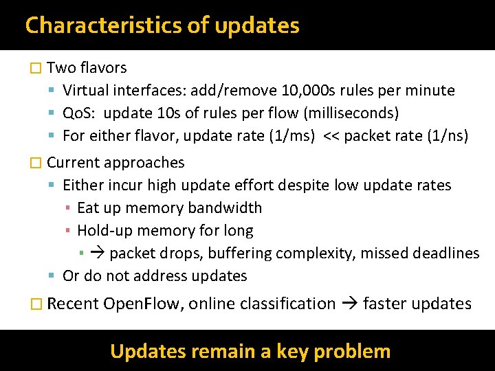 Characteristics of updates � Two flavors Virtual interfaces: add/remove 10, 000 s rules per Characteristics of updates � Two flavors Virtual interfaces: add/remove 10, 000 s rules per