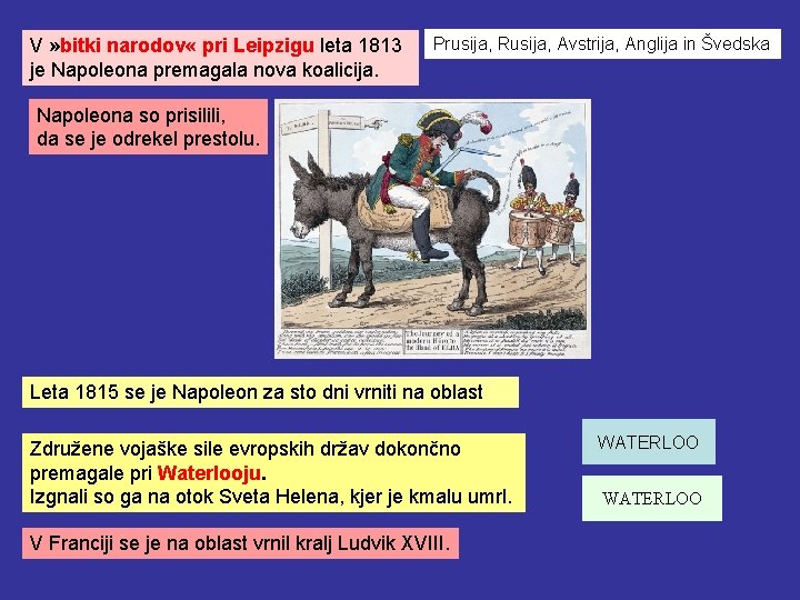 V » bitki narodov « pri Leipzigu leta 1813 je Napoleona premagala nova koalicija.