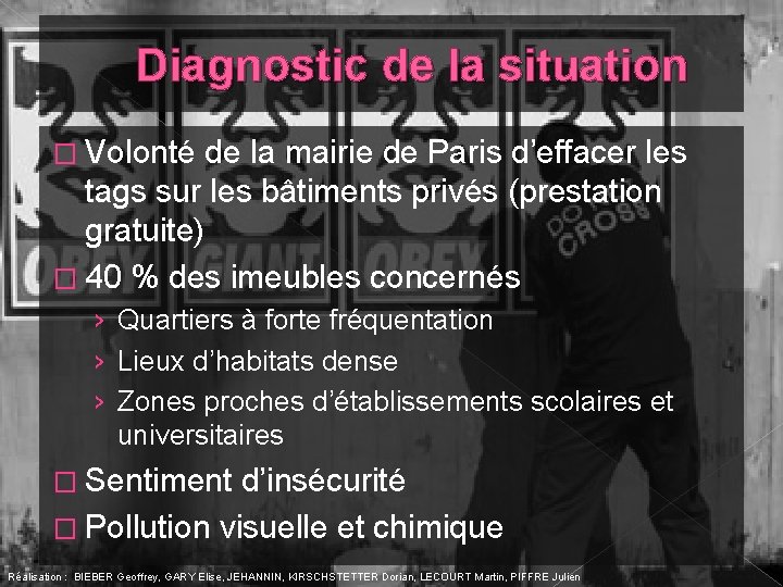 Diagnostic de la situation � Volonté de la mairie de Paris d’effacer les tags