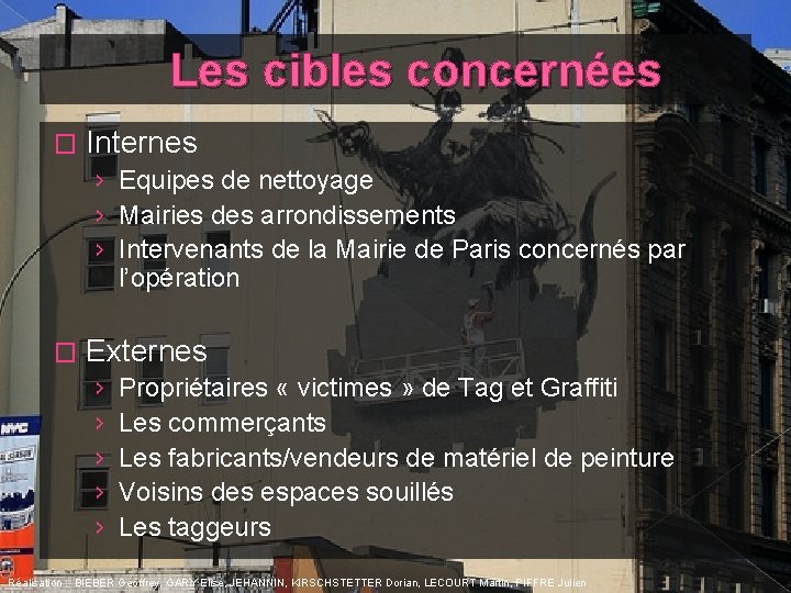 Les cibles concernées � Internes › Equipes de nettoyage › Mairies des arrondissements ›