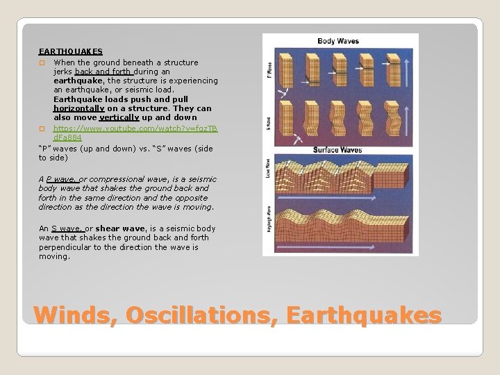 EARTHQUAKES � When the ground beneath a structure jerks back and forth during an