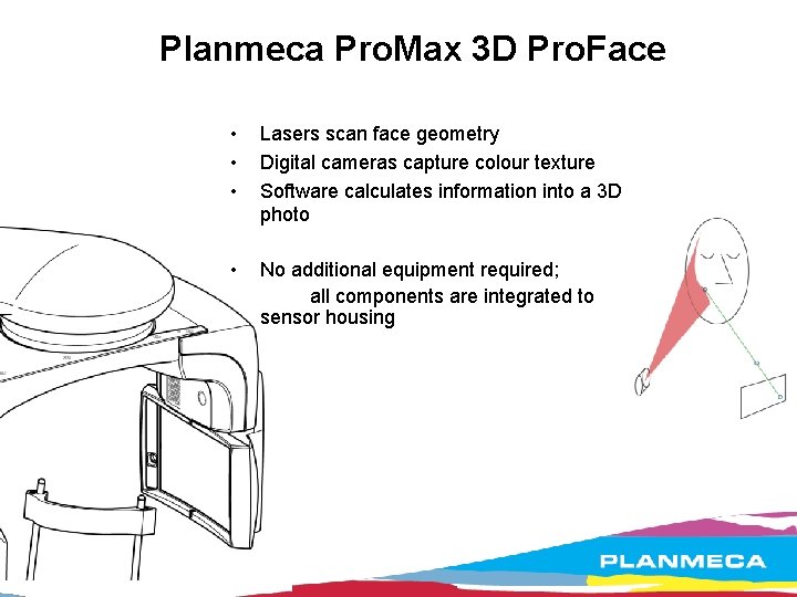 Planmeca Pro. Max 3 D Pro. Face • • • Lasers scan face geometry