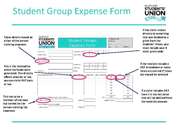 Student Group Expense Form These details should be either of the person claiming expenses.