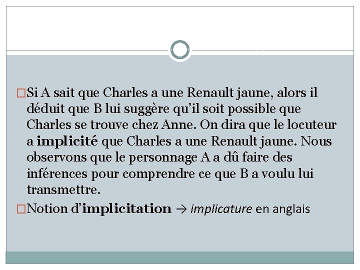 �Si A sait que Charles a une Renault jaune, alors il déduit que B