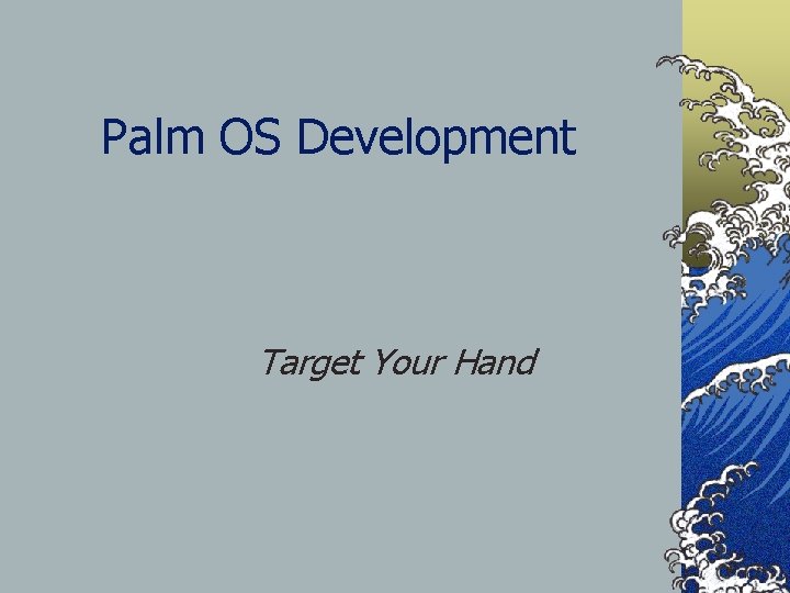 Palm OS Development Target Your Hand 
