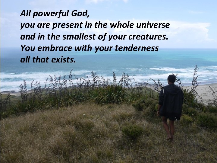 All powerful God, you are present in the whole universe and in the smallest
