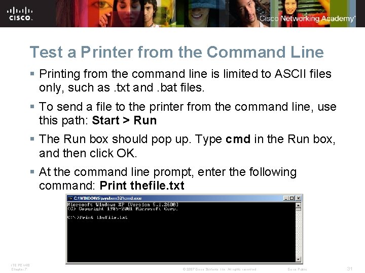 Test a Printer from the Command Line § Printing from the command line is