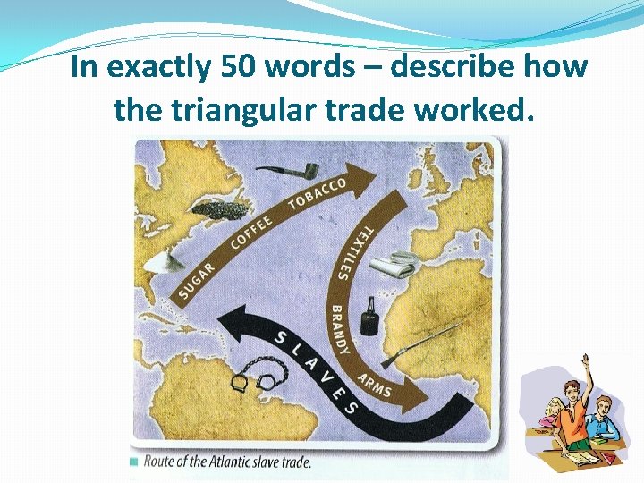 In exactly 50 words – describe how the triangular trade worked. 