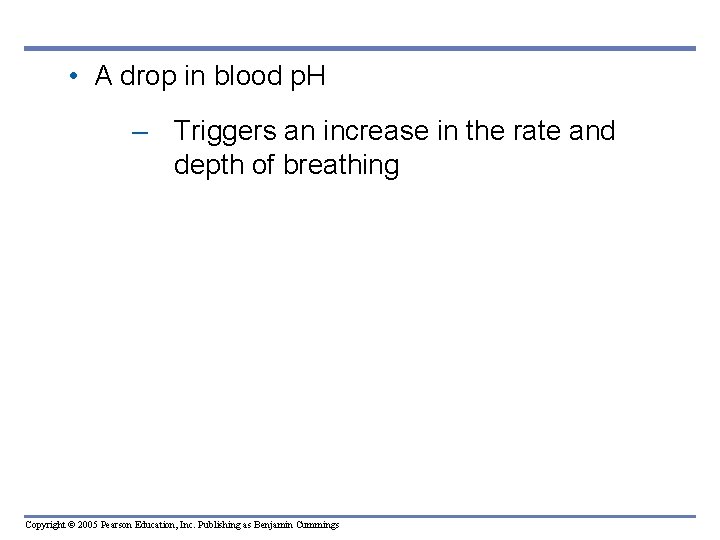  • A drop in blood p. H – Triggers an increase in the