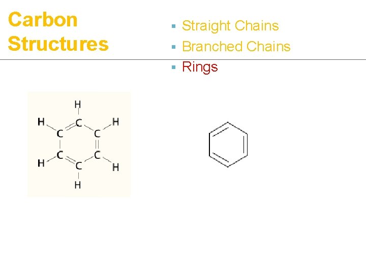 Carbon Structures § Straight Chains § Branched Chains § Rings 