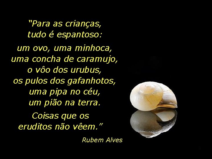 “Para as crianças, tudo é espantoso: um ovo, uma minhoca, uma concha de caramujo,