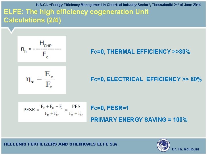 H. A. C. I. “Energy Efficiency Management in Chemical Industry Sector”, Thessaloniki 2 nd