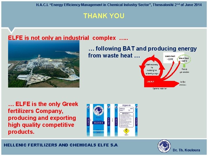 H. A. C. I. “Energy Efficiency Management in Chemical Industry Sector”, Thessaloniki 2 nd