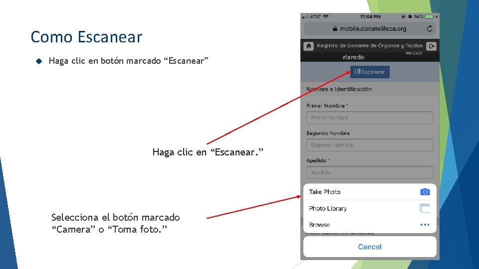 Como Escanear Haga clic en botón marcado “Escanear” Haga clic en “Escanear. ” Selecciona