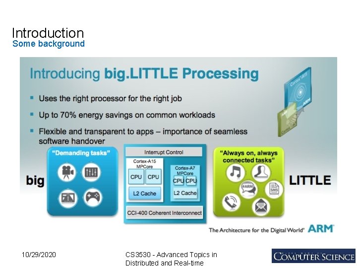 Introduction Some background 10/29/2020 CS 3530 - Advanced Topics in Distributed and Real-time 