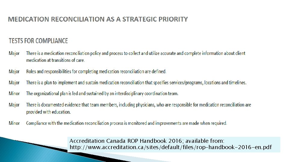 Accreditation Canada ROP Handbook 2016; available from: http: //www. accreditation. ca/sites/default/files/rop-handbook-2016 -en. pdf 