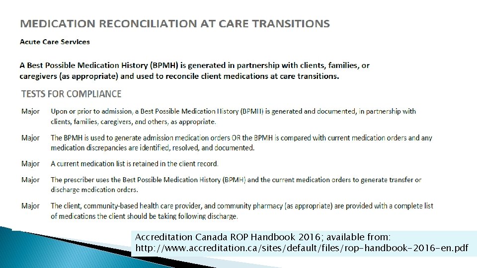 Accreditation Canada ROP Handbook 2016; available from: http: //www. accreditation. ca/sites/default/files/rop-handbook-2016 -en. pdf 
