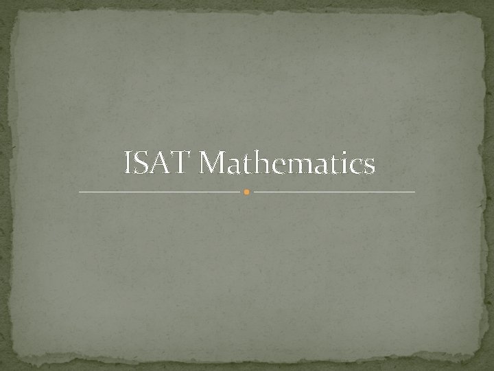 ISAT Mathematics 