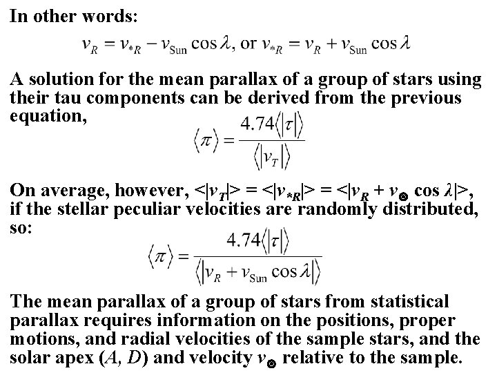 In other words: A solution for the mean parallax of a group of stars