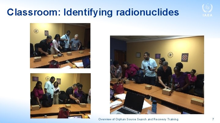 Classroom: Identifying radionuclides Overview of Orphan Source Search and Recovery Training 7 