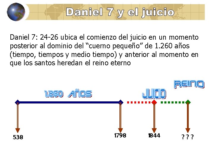 Daniel 7: 24 -26 ubica el comienzo del juicio en un momento posterior al