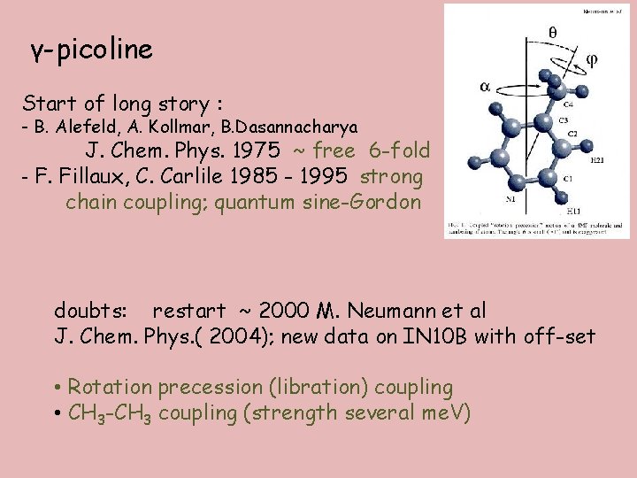 γ-picoline Start of long story : - B. Alefeld, A. Kollmar, B. Dasannacharya J. γ-picoline Start of long story : - B. Alefeld, A. Kollmar, B. Dasannacharya J.