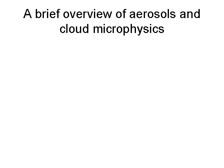 A brief overview of aerosols and cloud microphysics 