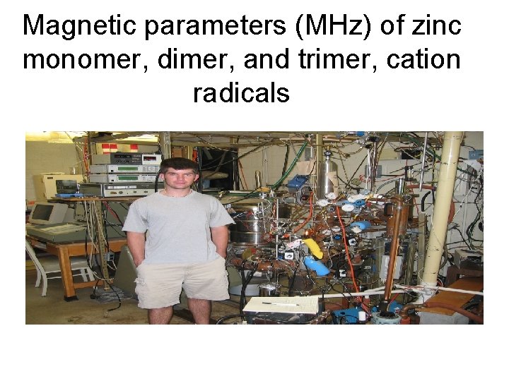 Magnetic parameters (MHz) of zinc monomer, dimer, and trimer, cation radicals 