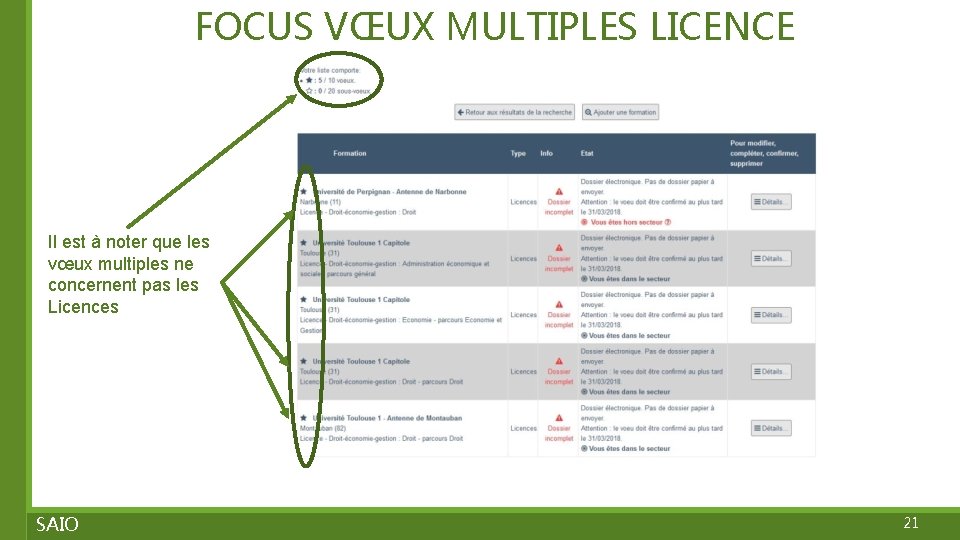 FOCUS VŒUX MULTIPLES LICENCE Il est à noter que les vœux multiples ne concernent