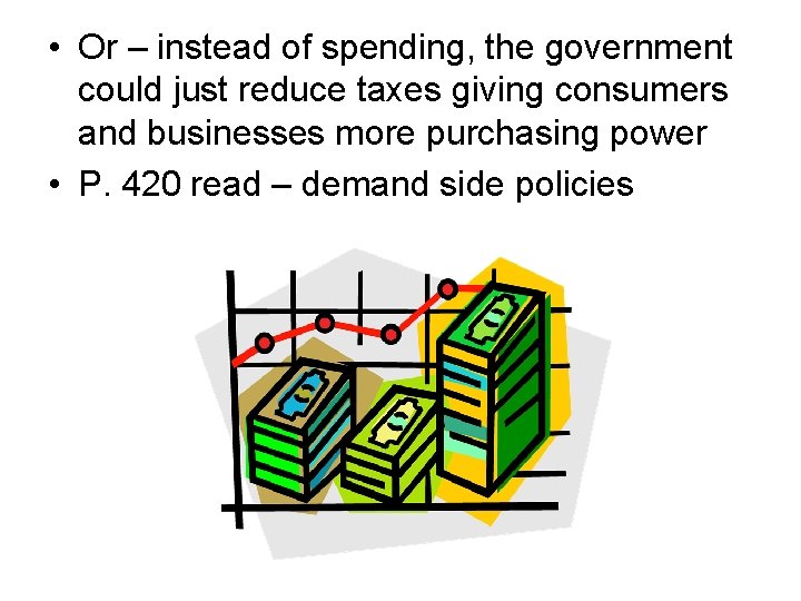  • Or – instead of spending, the government could just reduce taxes giving