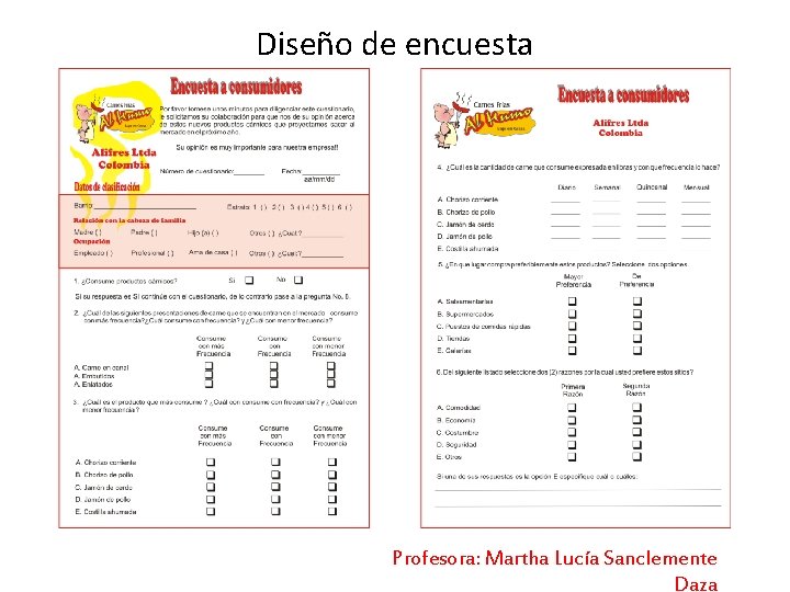 Diseño de encuesta Profesora: Martha Lucía Sanclemente Daza 