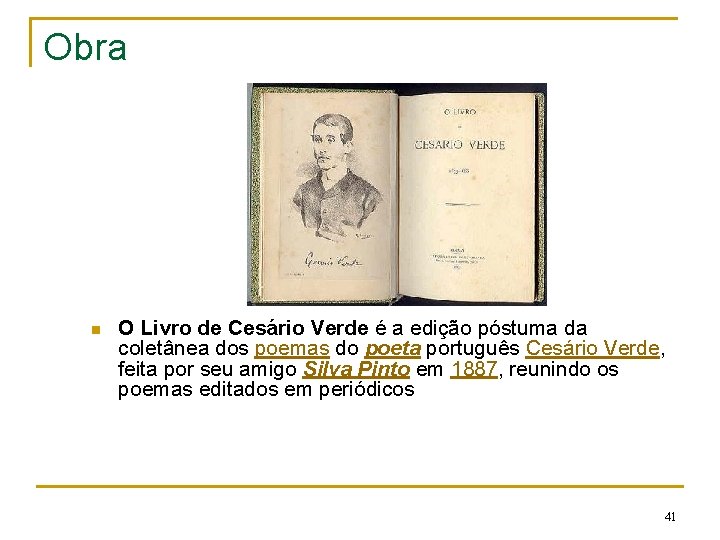 Obra n O Livro de Cesário Verde é a edição póstuma da coletânea dos