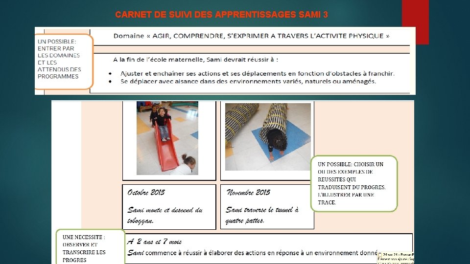CARNET DE SUIVI DES APPRENTISSAGES SAMI 3 