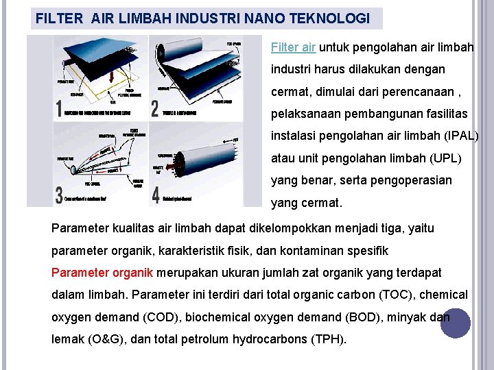 FILTER AIR LIMBAH INDUSTRI NANO TEKNOLOGI Filter air untuk pengolahan air limbah industri harus