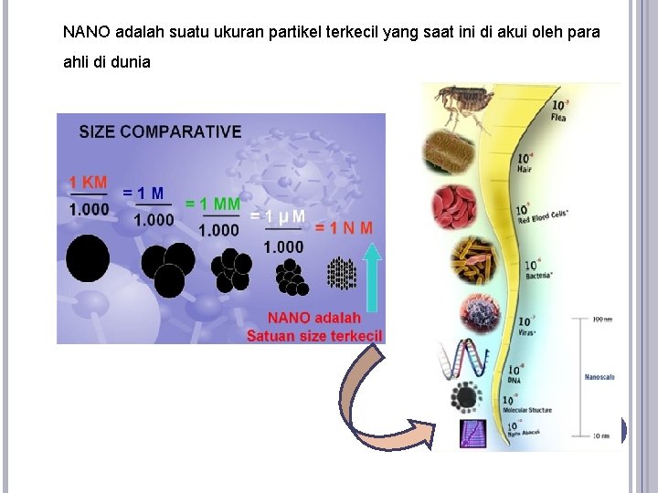 NANO adalah suatu ukuran partikel terkecil yang saat ini di akui oleh para ahli