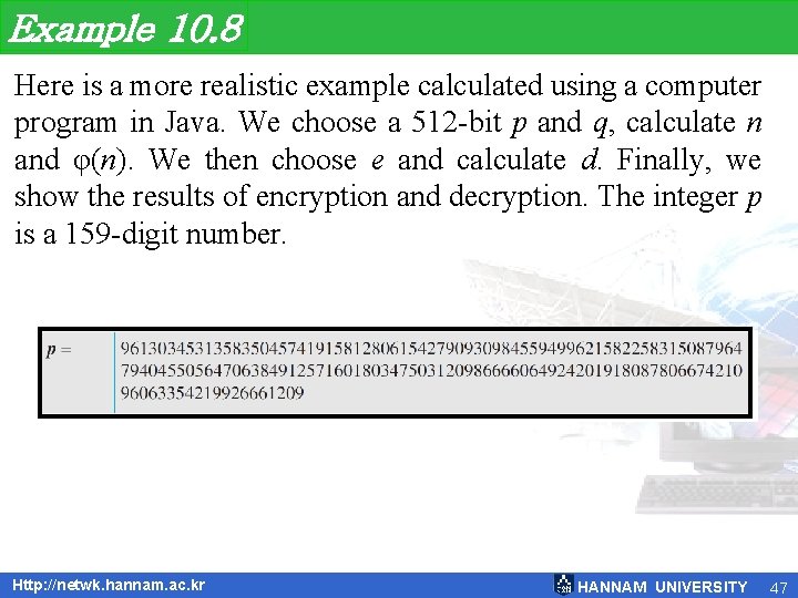 Example 10. 8 Here is a more realistic example calculated using a computer program