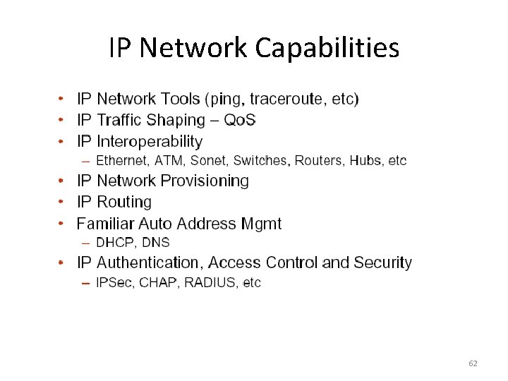 IP Network Capabilities 62 