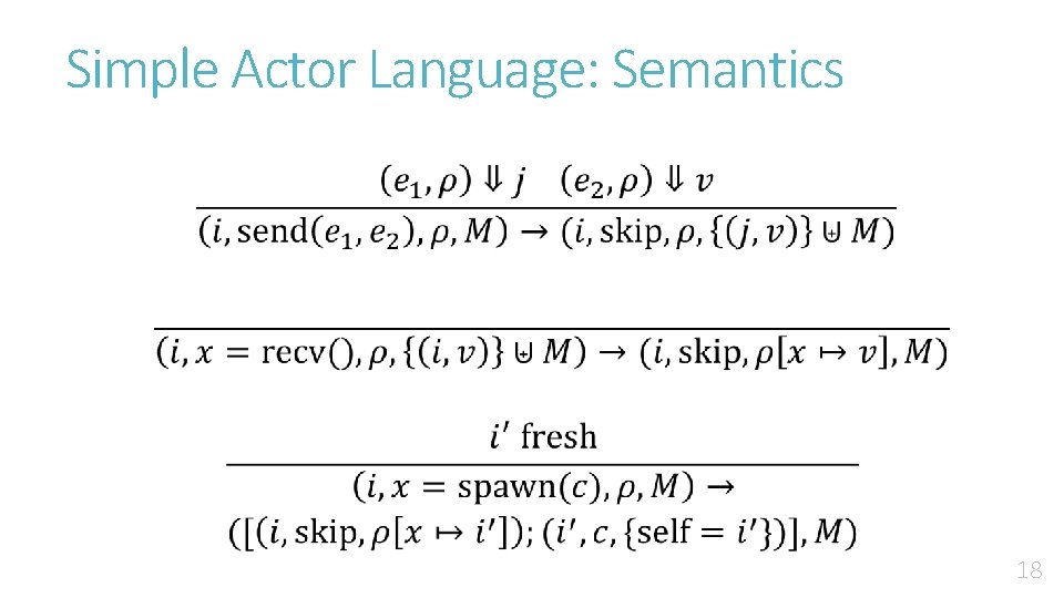Simple Actor Language: Semantics 18 Simple Actor Language: Semantics 18